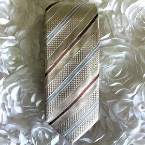 CANALI Men's Silk Neck Tie Made in Italy Champagne Blue Brown 3 1/2" X 61" EUC